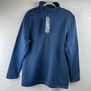 MACK RUSSO Mens XL Blue Heathered 1/4 Zip Pullover Sweatshirt Long Sleeve Cozy